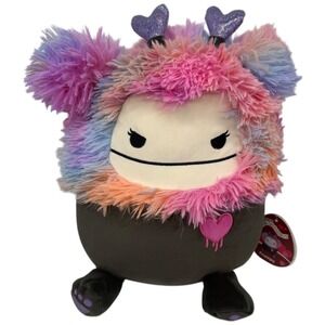 Squishmallows Frumpy Bigfoot Plush‎ Rainbow Fuzzy Hair Heart Antennas